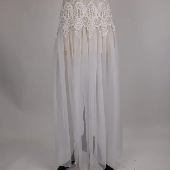 🌺 Vtg Jessica McClintock White Bridal Lace Nightgown Negligee Victorian Dress S - Picture 9 of 15